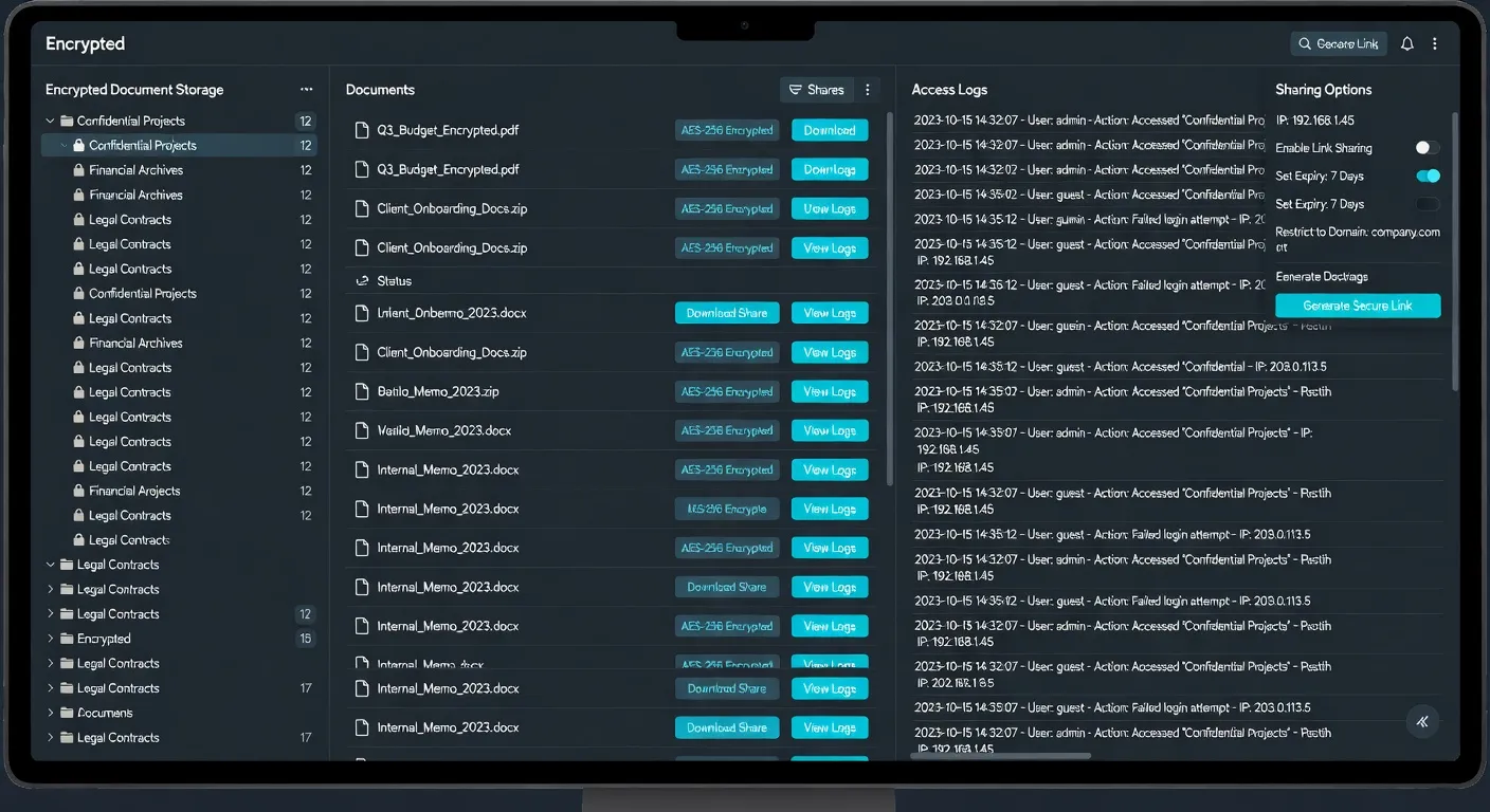 Interface d'un coffre-fort numérique affichant des documents classés par catégorie avec indicateur de certification