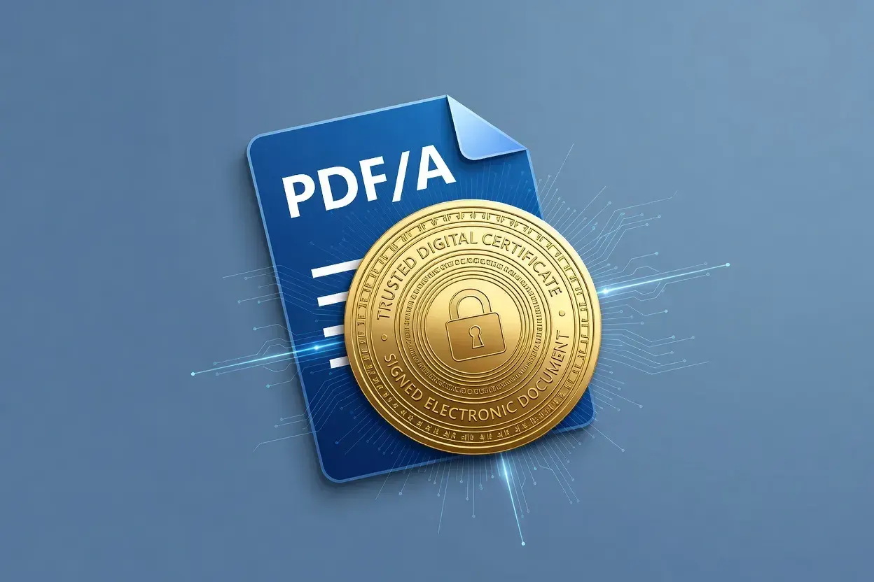 Document PDF/A avec sceau de signature électronique qualifiée et horodatage