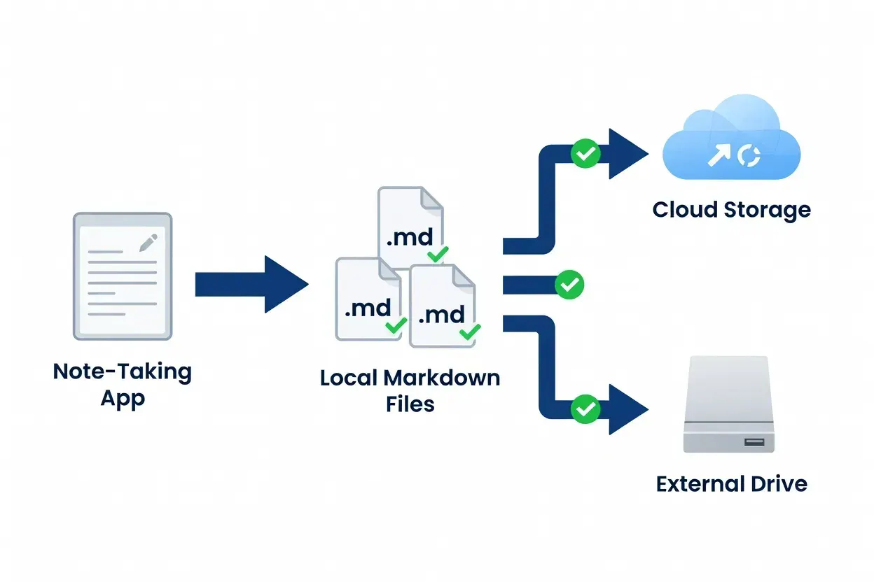 Flux de sauvegarde automatisé pour un vault Obsidian : export Markdown, synchronisation cloud et disque externe
