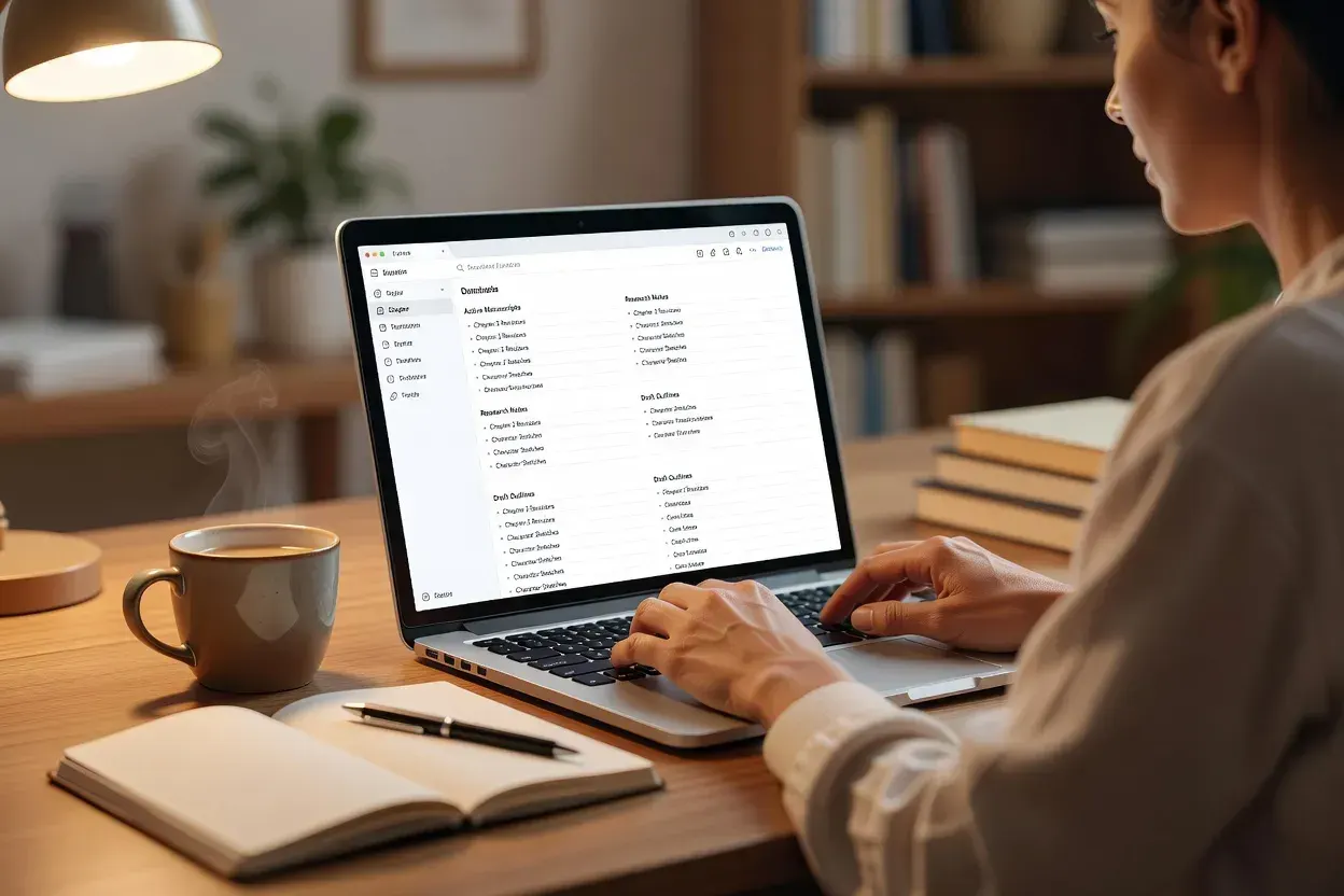 Personne organisant ses projets sur un ordinateur portable avec une application de prise de notes