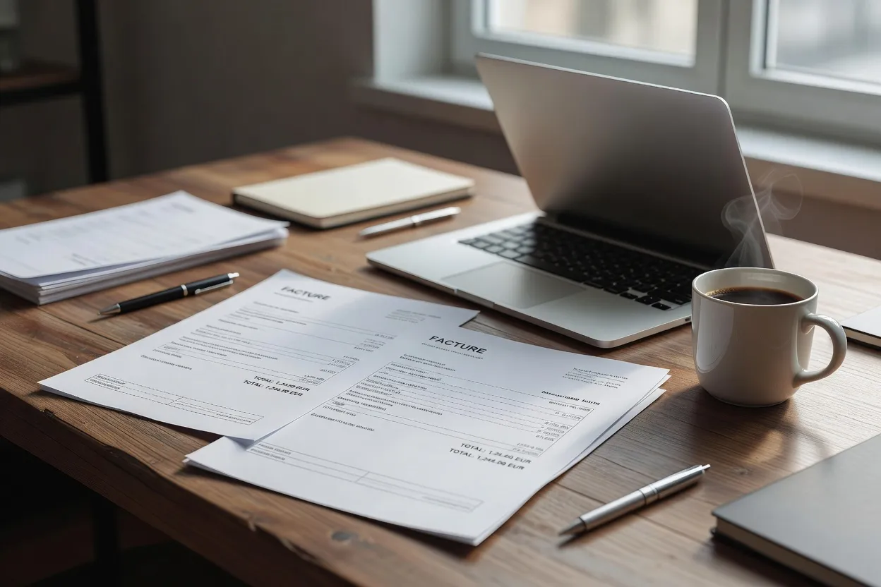 Freelance organisant ses factures et contrats numériques
