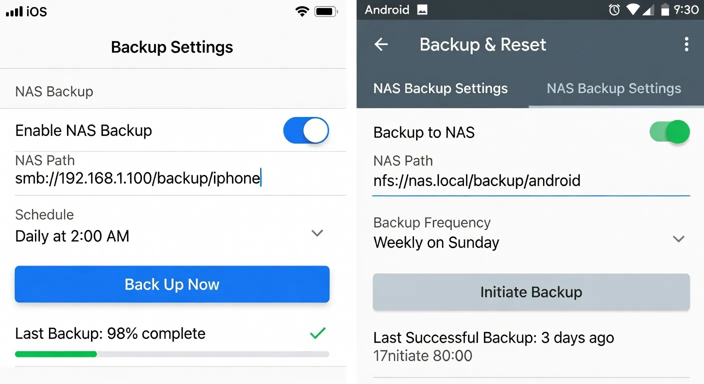 Application FolderSync sur Android configurée pour synchroniser avec un NAS Synology