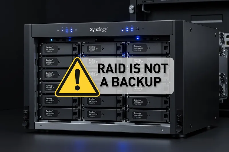 NAS Synology avec disques RAID — illustration de la confusion entre RAID et sauvegarde