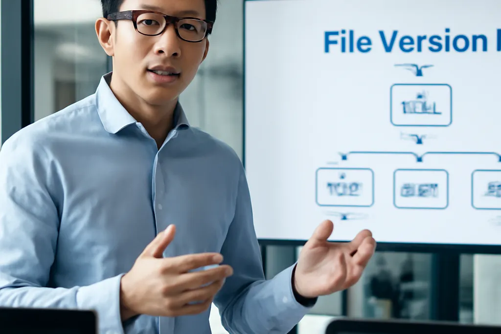Ingénieur systèmes présentant le versioning de fichiers Time Machine et OneDrive